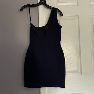 NWT BCBGMAXAZRIA Navy Blue Bodycon Mini One-Shoulder Cocktail Dress